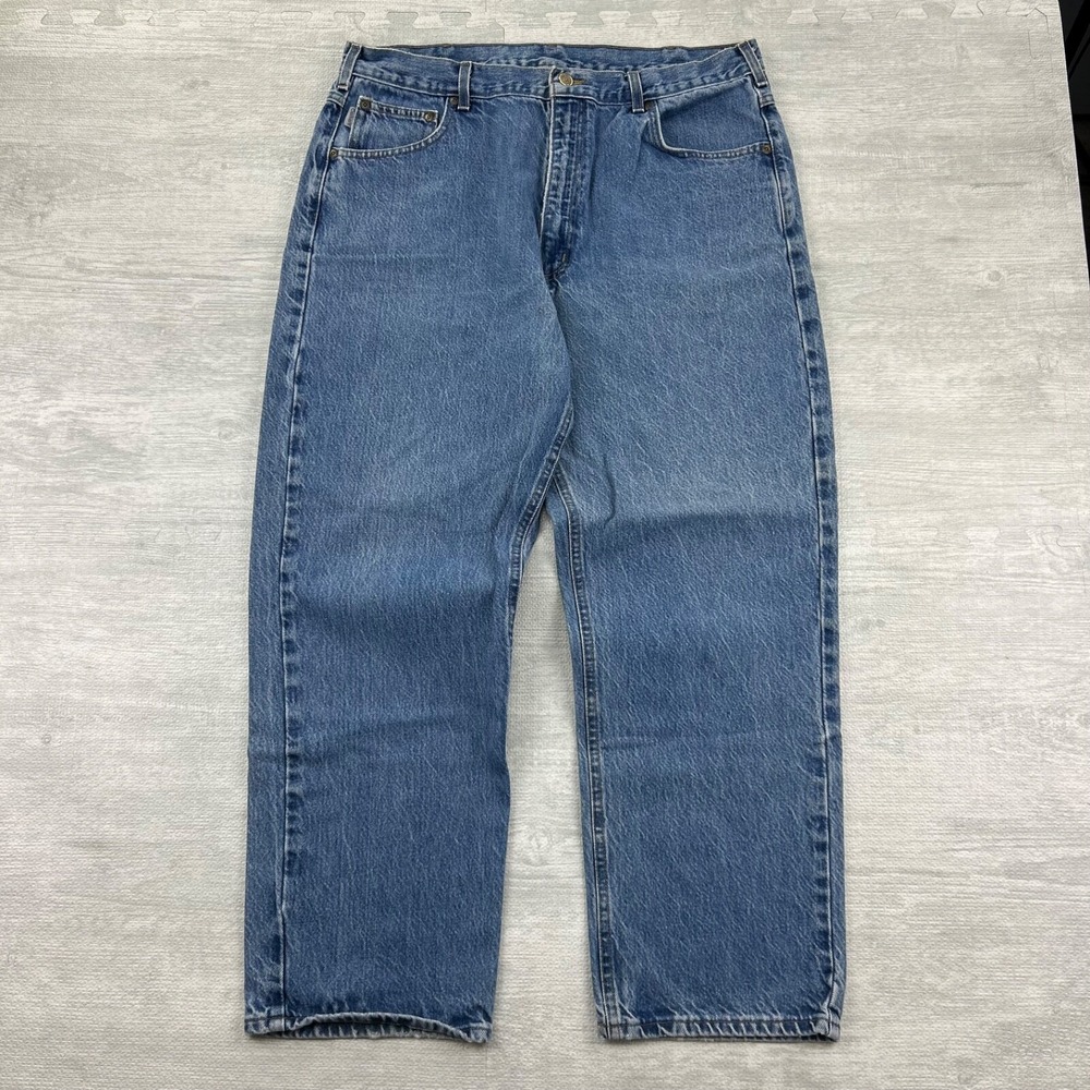 Vintage 90s Carhartt Jeans Size 36x29 Blue Light‎ Wash Denim Workwear Baggy